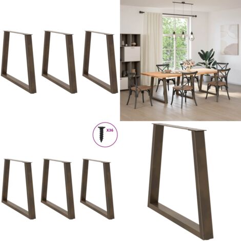 Patas para mesa de comedor en forma de V (3 unidades, acero natural, 70 x 72-73,3 cm) - Soporte para mesa - Niveladores para mesa