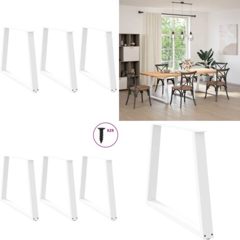 Patas para mesa de comedor en forma de V (3 unidades), color blanco, 100 x (72-73,3) cm, acero - Patas de mesa - Soporte para mesa