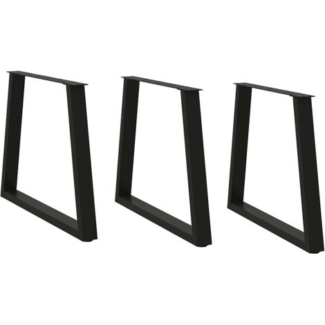 Patas para mesa de comedor en forma de V (3 unidades), color negro, 70 x (72-73,3) cm, acero