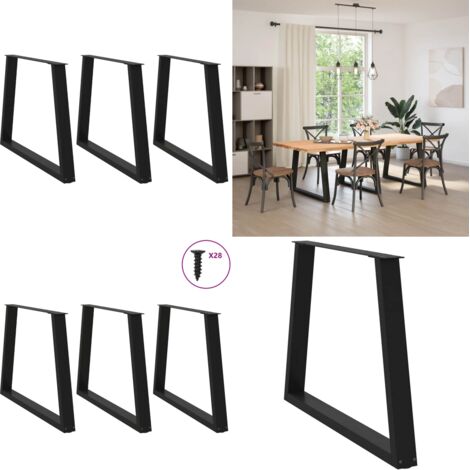 Patas para mesa de comedor en forma de V (3 unidades), color negro, 90 x (72-73,3) cm, acero - Patas en forma de V - Soporte para mesa