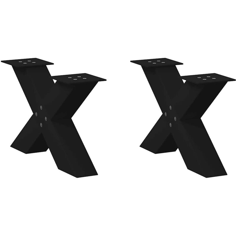 Vidaxl - Patas para mesa de centro en forma de x (2 unidades), color negro, 50 x (30-31) cm, acero