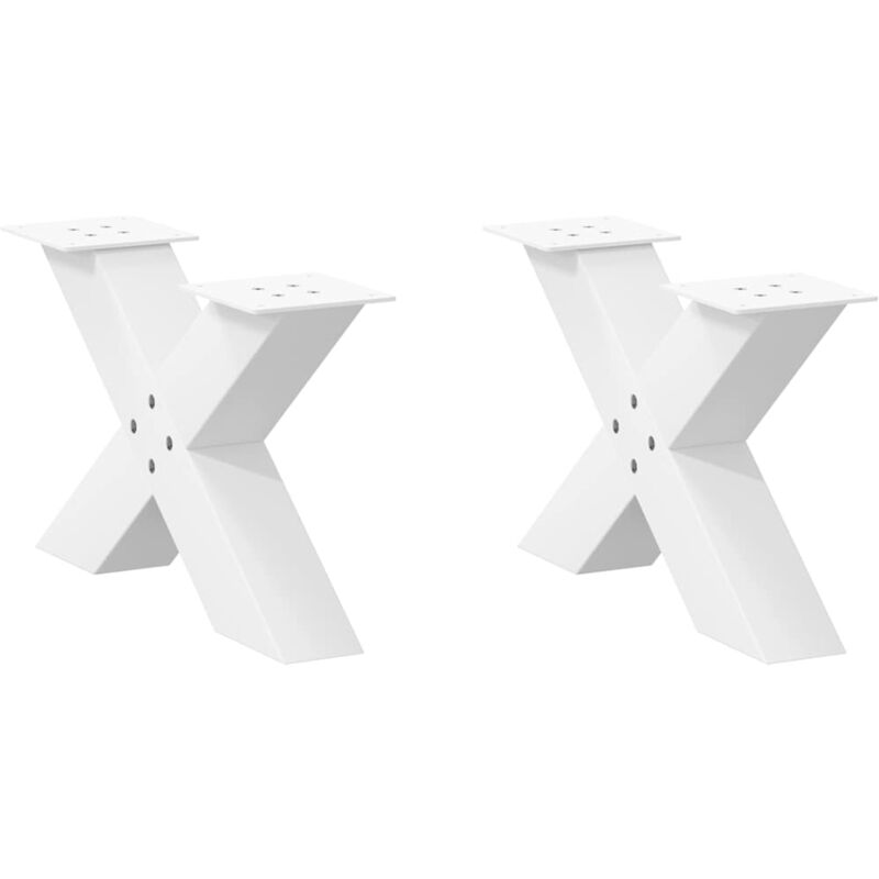 Patas para mesa de centro en forma de x (2 unidades), color blanco, 60 x (30-31) cm, acero Vidaxl