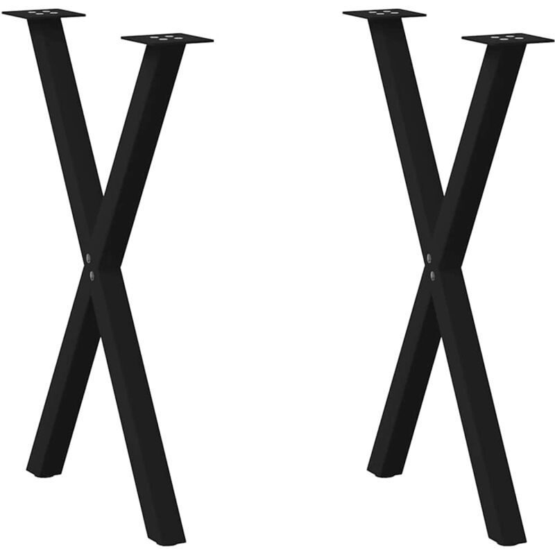 Patas para mesa de comedor en forma de x (2 unidades), color negro, 57 x (72-73) cm, acero Vidaxl