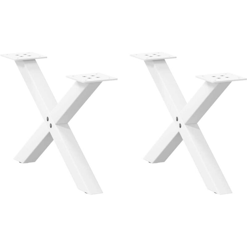 Patas para mesa de centro en forma de X (2 unidades), color blanco, 60 x (30-31) cm, acero vidaXL