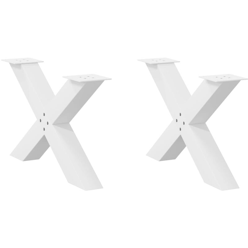 Patas para mesa de centro en forma de x (2 unidades), color blanco, 70 x (42-43) cm, acero Vidaxl