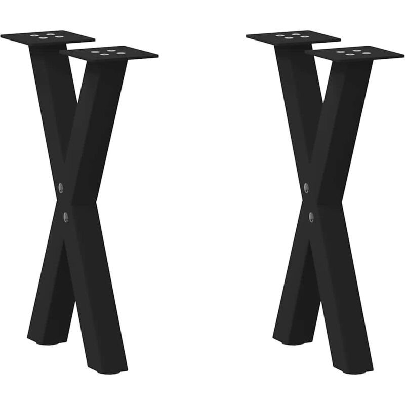 Patas para mesa de centro en forma de X (2 unidades), color negro, 28 x (42-43) cm, acero vidaXL