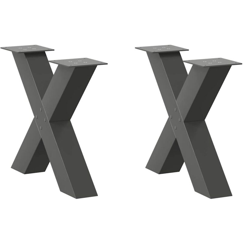 Patas para mesa de centro en forma de x (2 unidades), antracita, 50 x (42-43) cm, acero Vidaxl