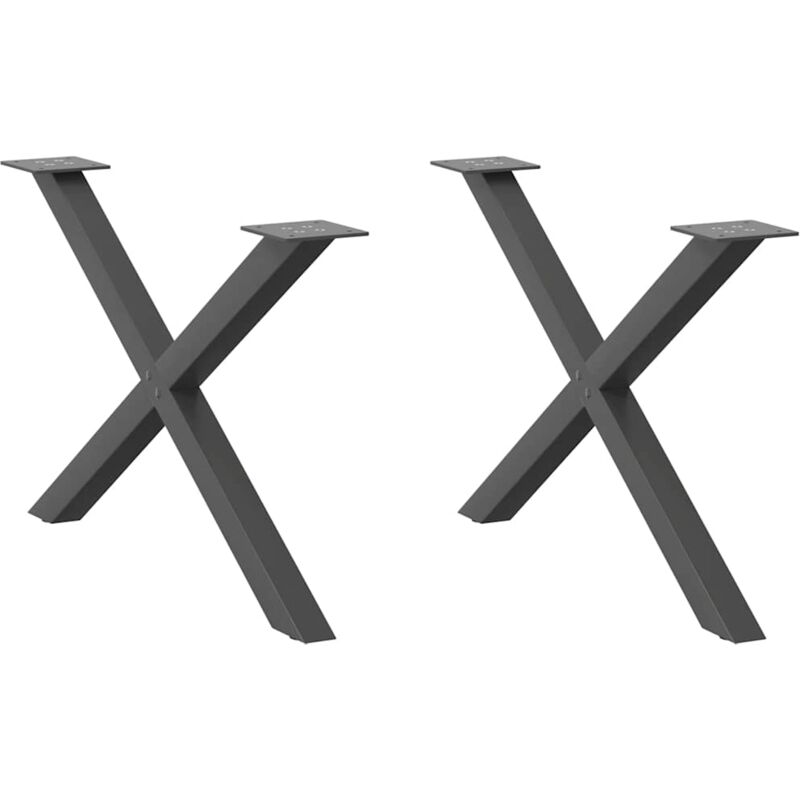 Vidaxl - Patas para mesa de centro en forma de x (2 unidades), antracita, 70 x (42-43) cm, acero