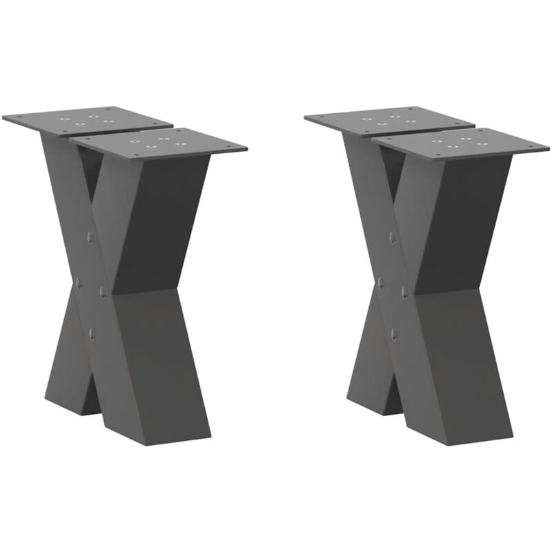 Vidaxl - Patas para mesa de centro en forma de x (2 unidades), antracita, 40 x (30-31) cm, acero