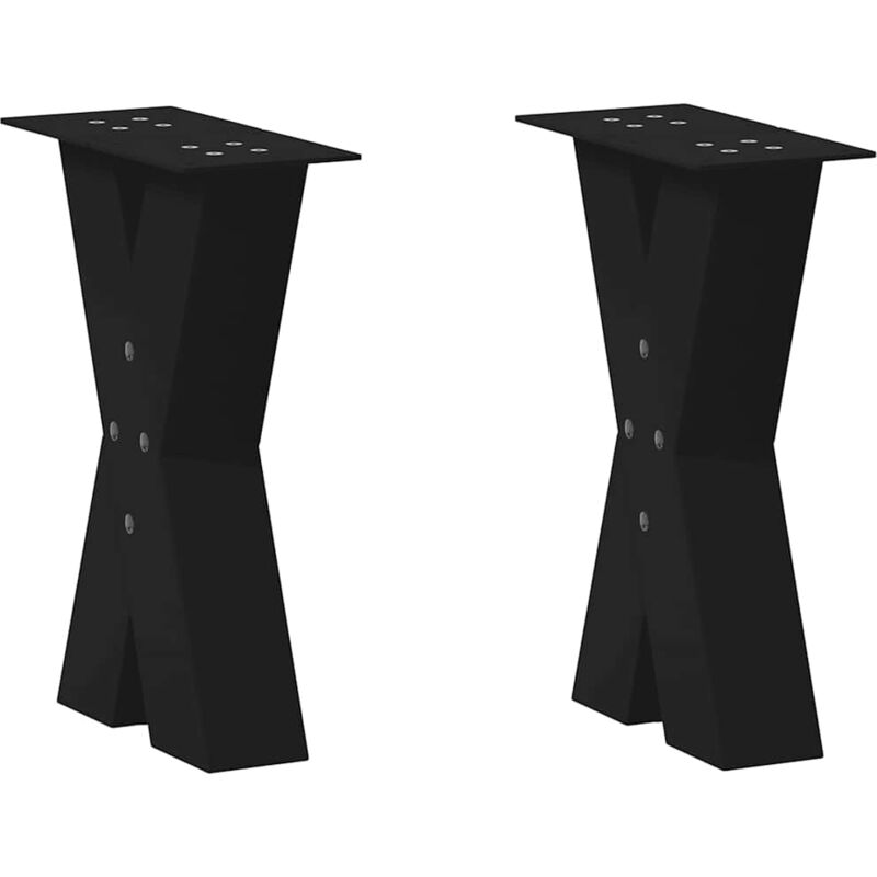 Patas para mesa de centro en forma de x (2 unidades), color negro, 28 x (42-43) cm, acero Vidaxl