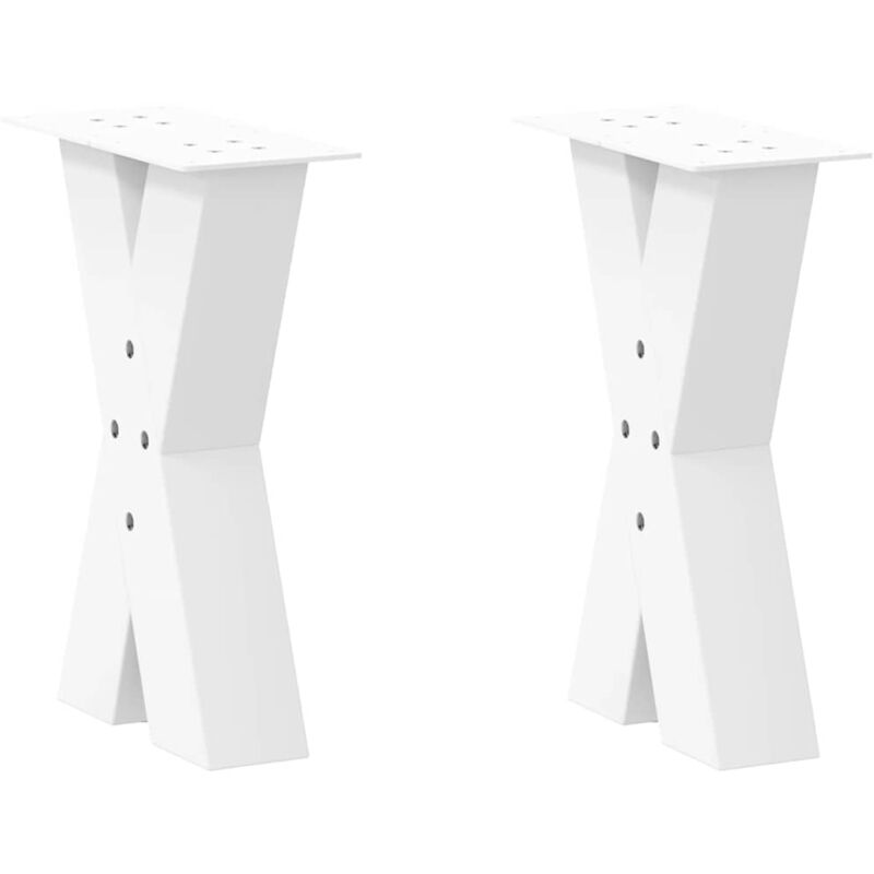 Vidaxl - Patas para mesa de centro en forma de x (2 unidades), color blanco, 38 x (42-43) cm, acero