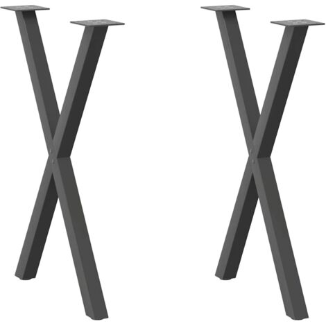 Patas para mesa de comedor en forma de X (2 unidades), antracita, 57 x (72-73) cm, acero