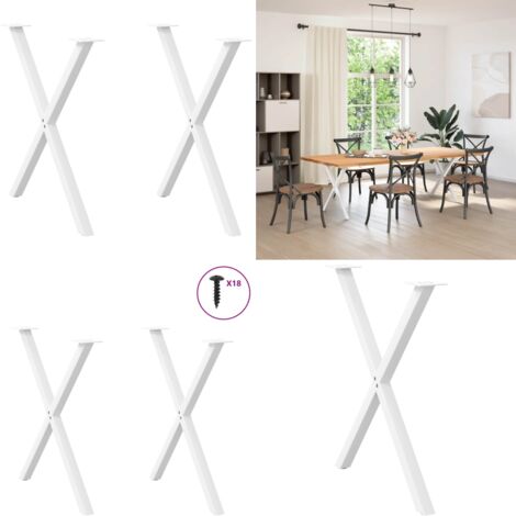 Patas para mesa de comedor en forma de X (2 unidades), color blanco, 80 x (72-73) cm, acero - Patas en forma de X - Soporte para mesa
