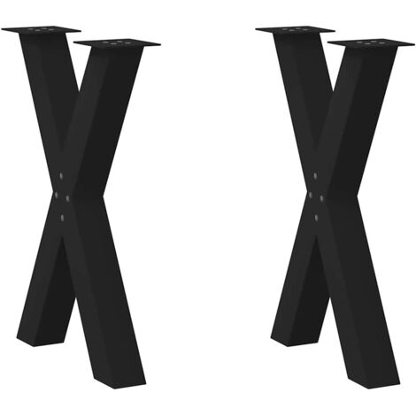 Patas para mesa de comedor en forma de X (2 unidades), color negro, 50 x (72-73) cm, acero