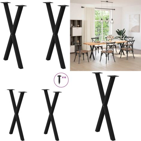 Patas para mesa de comedor en forma de X (2 unidades), color negro, 50 x (72-73) cm, acero - Patas en forma de X - Soporte para mesa