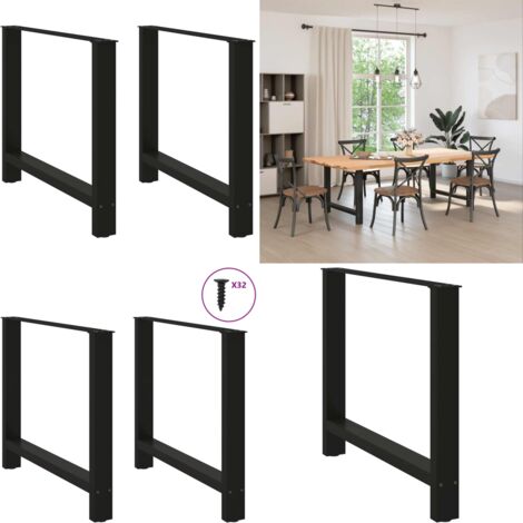 Patas para mesa de comedor negras (2 unidades, 100 x 72-73 cm, acero) - Patas para mesa - Patas de mesa