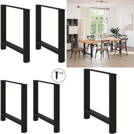 Patas para mesa de comedor negras (2 unidades, 80 x 72-73 cm, acero) - Patas de mesa - Soporte para mesa