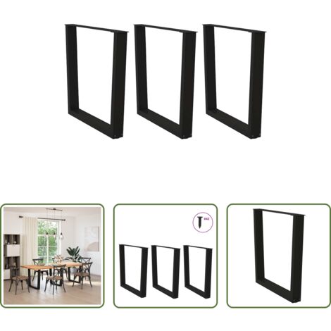 Patas para mesa -  Patas para mesa de comedor en forma de V (3 unidades), color negro, 90 x (72-73,3) cm, acero