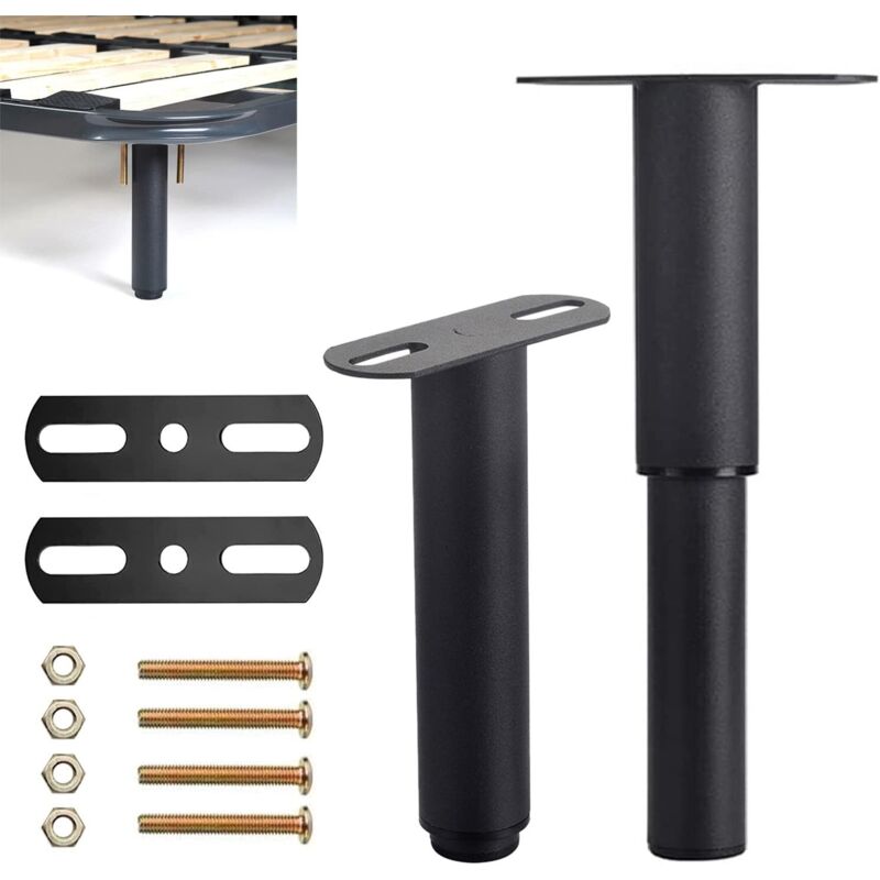 Patas para muebles, 2 piezas, patas ajustables para muebles, 18-34 cm, de metal, color negro, aptas para camas, sofás, mesas y armarios.