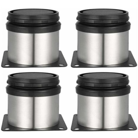Patas para muebles, 4 pies ajustables, altura 50 mm, pies para muebles engrosados, acero inoxidable cepillado, altura ajustable 0-15 mm