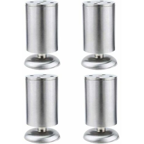Patas para muebles de 4x120mm, patas redondas para armario de cocina de acero inoxidable, alfombrilla de goma, seguro y silencioso