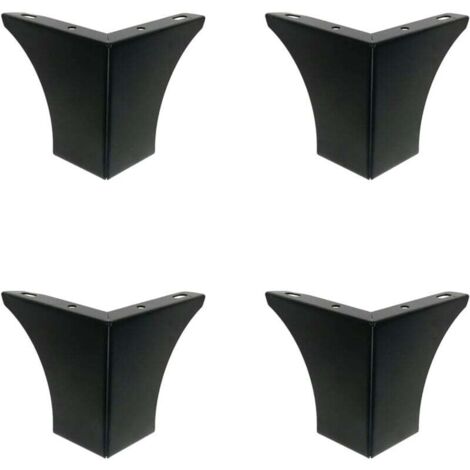 Patas para muebles de cocina (100 mm, para mesa de centro, armarios, cama y sofá), resistentes, de metal negro, silenciosas y antideslizantes, juego de 4