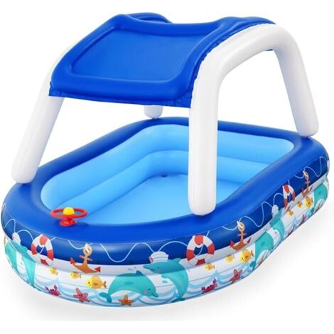 Pataugeoire Gonflable pour Enfants Bateau 213 x 155 x 132 cm Blanc