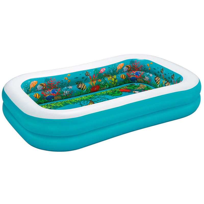 Bestway - Piscine Gonflable 2 Chambres Fond 3D Marin avec Accessoires 262x175x51 cm +3 Ans Jardin 54177