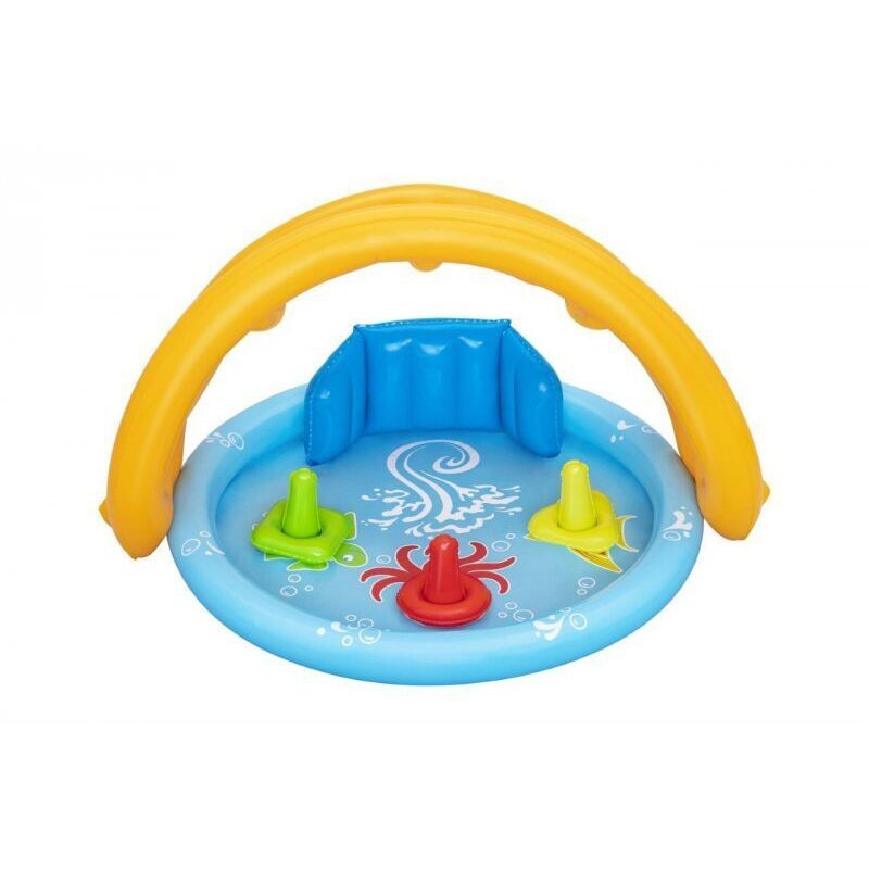 Bestway Piscine Gonflable Enfant Apprentissage avec Toit Démontable 115x89x76 cm +6 mois Jardin 52568
