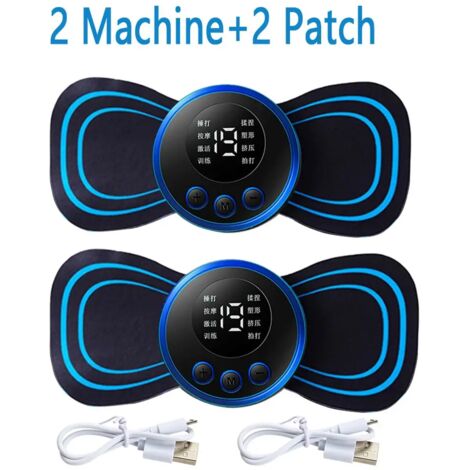 Patch de massage cervical et dorsal électrique EMS avec écran LCD, 8 modes, stimulateur musculaire à impulsions, portable, soulagement de la douleur01061-AquaForge