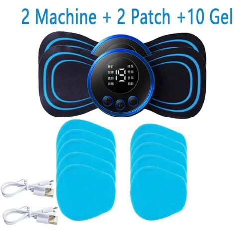 Patch de massage cervical et dorsal électrique EMS avec écran LCD, 8 modes, stimulateur musculaire à impulsions, portable, soulagement de la douleur01068-AquaForge