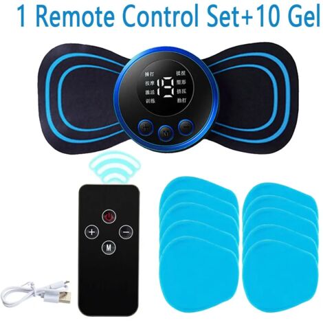 Patch de massage cervical et dorsal électrique EMS avec écran LCD, 8 modes, stimulateur musculaire à impulsions, portable, soulagement de la douleur01071-AquaForge