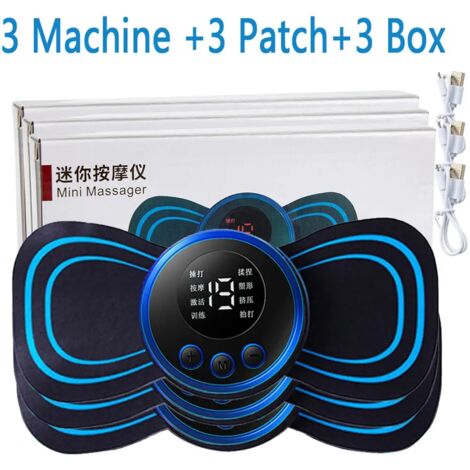 Patch de massage cervical et dorsal électrique EMS avec écran LCD, 8 modes, stimulateur musculaire à impulsions, portable, soulagement de la douleur01075-AquaForge