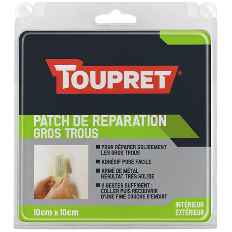 Toupret – Patch de réparation 10 cm x 10 cm – Adhésif puissant pour intérieur et extérieur – Résultat solide – Utilisation avec enduit 3 en 1 - GPPATCH1010