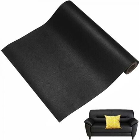 MOWZE Patch En Cuir Réparation, Patch En Cuir, 1 pièces patch en cuir auto-adhésif, Cuir artificiel durable, résistant au frottement, autocollant, pour sièges dauto, canapés (35 x 137cm, noir)