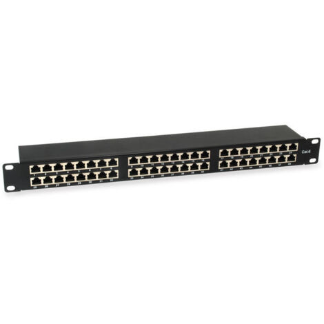 PATCH PANEL 48 PUERTOS CATEGORIA 6 APANTALLADO  1U COLOR NEGRO EQUIP 326449