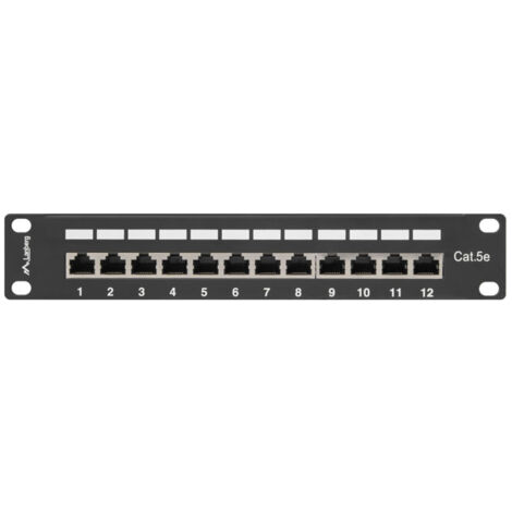 PATCH PANEL LANBERG 12 PUERTOS 1U 10 CAT.5E BLINDADO NEGRO