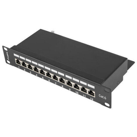 PATCH PANEL LANBERG 12 PUERTOS 1U 10 CAT.6 BLINDADO NEGRO