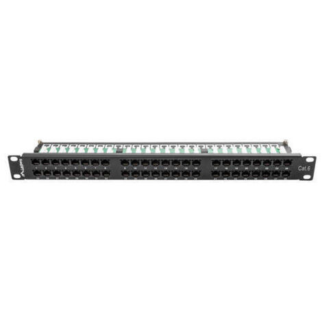 PATCH PANEL LANBERG 48 PUERTOS 1U 19 CAT.6 NEGRO