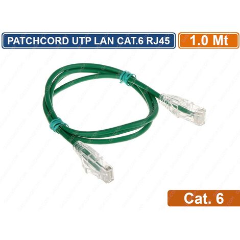PATCHCORD CAVO DI RETE 1 METRO ETHERNET UTP CAT 6 4X2 AWG 24 LAN RJ45