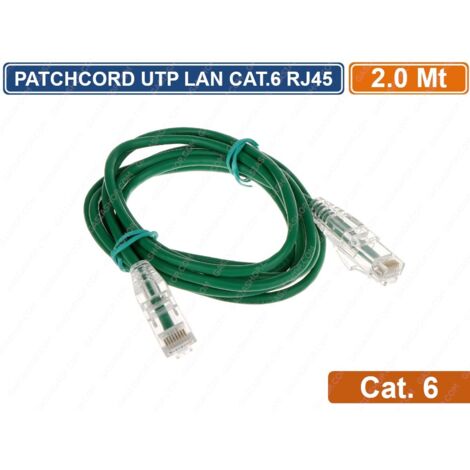 PATCHCORD CAVO DI RETE 2 METRI ETHERNET UTP CAT.6 4X2 AWG 24 LAN RJ45