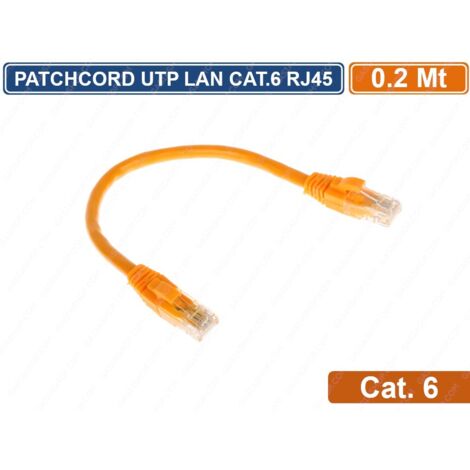 PATCHCORD CAVO DI RETE 20 CENTIMETRI ETHERNET UTP CAT 6 4X2 AWG 24 LAN RJ45