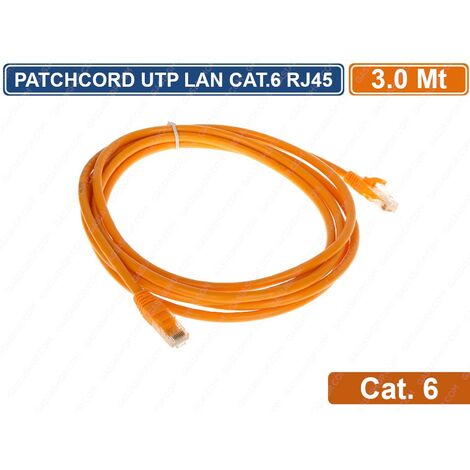 PATCHCORD CAVO DI RETE 3 METRI ETHERNET UTP CAT 6 4X2 AWG 24 LAN RJ45