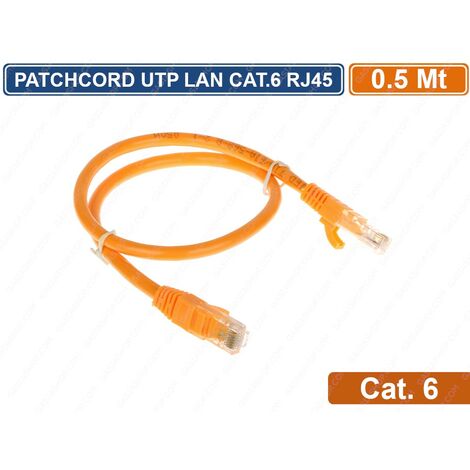 PATCHCORD CAVO DI RETE 50 CENTIMETRI ETHERNET UTP CAT 6 4X2 AWG 24 LAN RJ45
