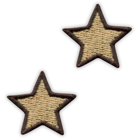 Patchion 2er Set kleine Sterne - Sandbeige - Selbstklebende Rückseite - Gestickter Aufnäher/Abzeichen/Emblem