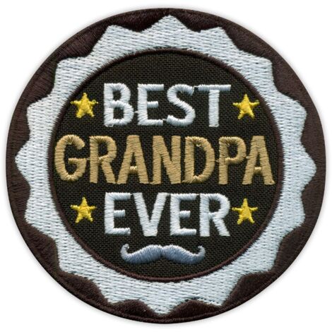 Patchion Best GRANDPA ever – Aufbügel-/Heißsiegel-Rückseite – bestickter Aufnäher/Abzeichen/Emblem