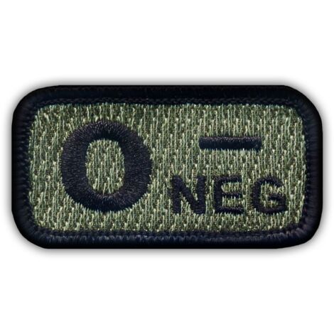 Patchion Blutgruppe 0 "neg" acu-foliage - Aufbügel-/Heißsiegel-Rückseite - Gestickter Aufnäher/Abzeichen/Emblem