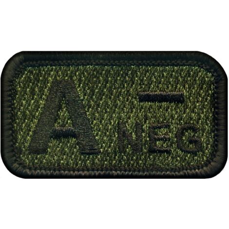 Patchion Blutgruppe A „neg“ olivgrün – zum Aufbügeln/Heißsiegeln – bestickter Aufnäher/Abzeichen/Emblem