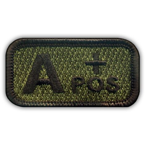 Patchion Blutgruppe A "pos" olivgrün - Magnetische Rückseite - Gestickter Aufnäher/Abzeichen/Emblem
