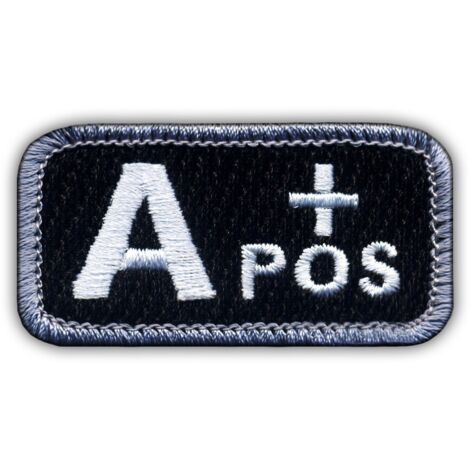 Patchion Blutgruppe A "pos" schwarz/weiß - Aufbügel-/Heißsiegel-Rückseite - Gestickter Aufnäher/Abzeichen/Emblem